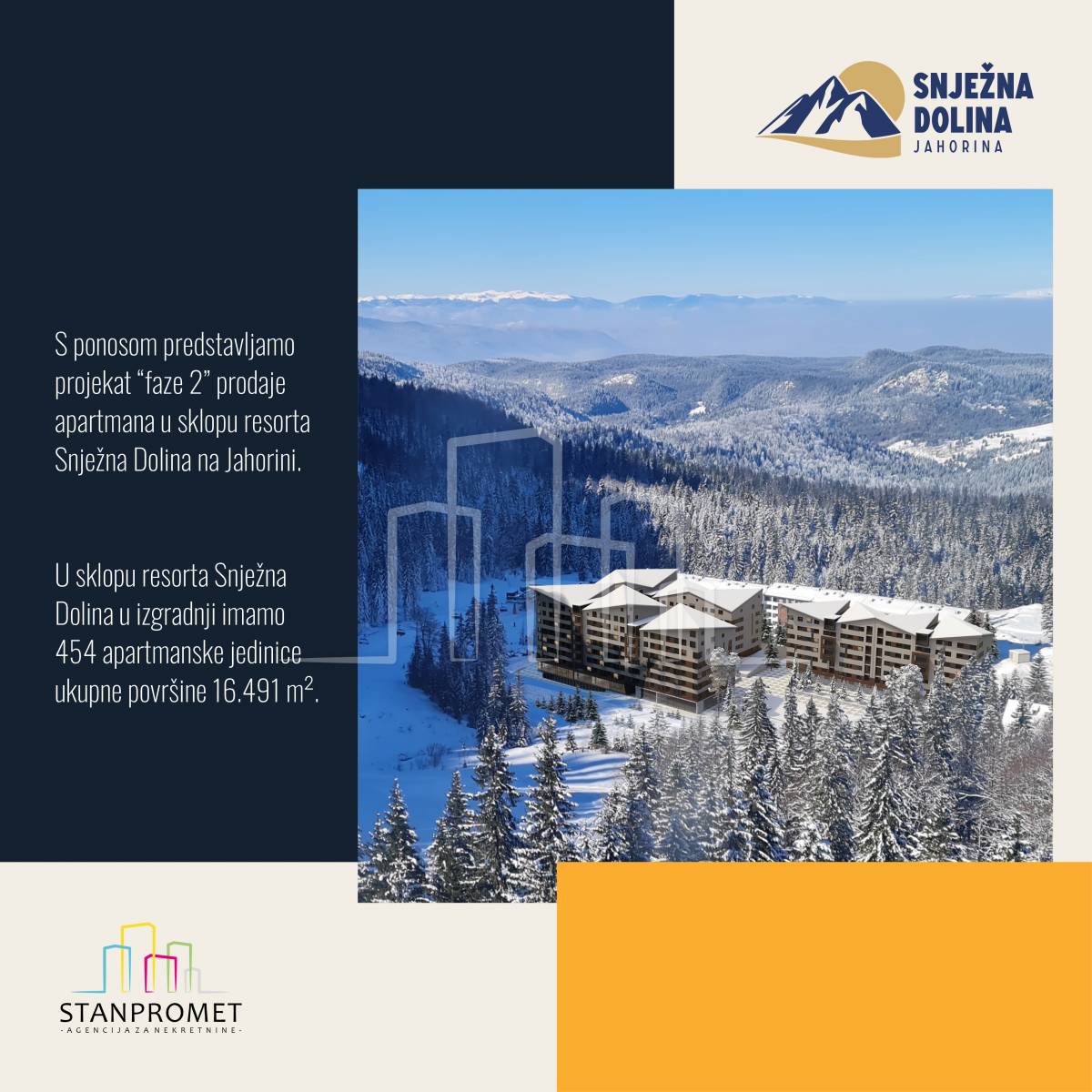 Studio apartman od 24,80 u izgradnji Snježna dolina Faza 2 Jahorina Lamela B