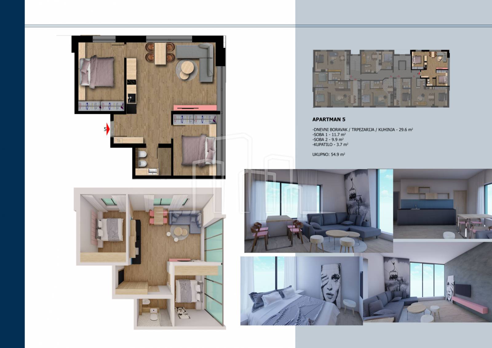 Prodaja u izgradnji trosoban apartman 5 Horizont Jahorina