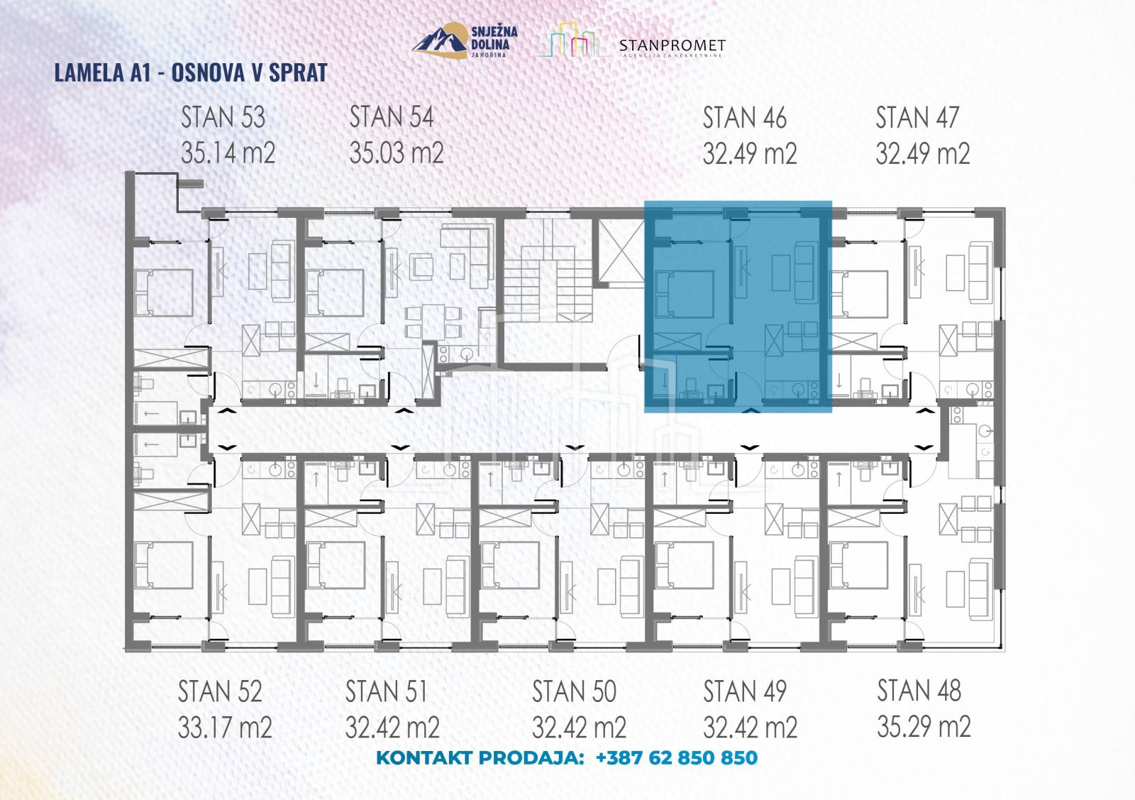 Apartman dvosoban od 32,5m² u izgradnji Snježna dolina Faza 2 Jahorina Lamela A1