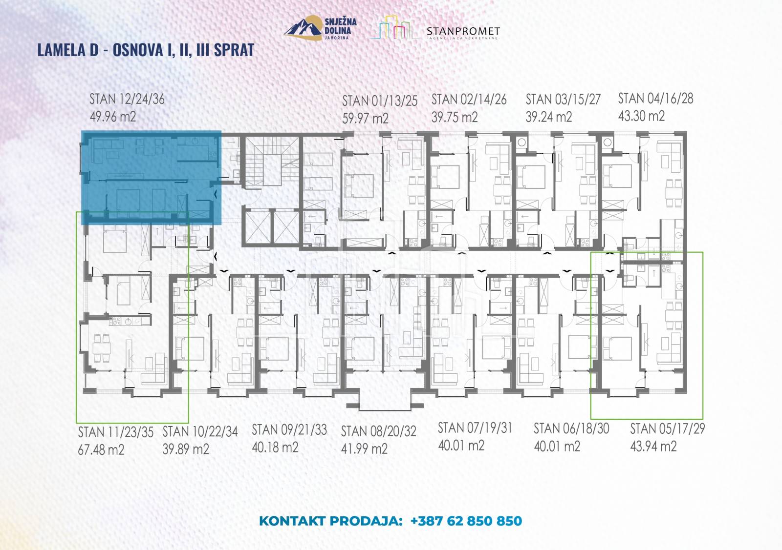 Apartman dvosoban od 50m² pogled stazu u izgradnji Snježna dolina Faza 2 Jahorina Lamela D