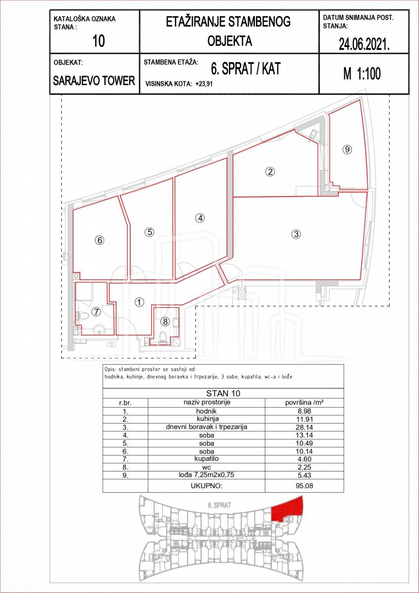 Četverosoban stan 95.08m² Sarajevo Tower prodaja