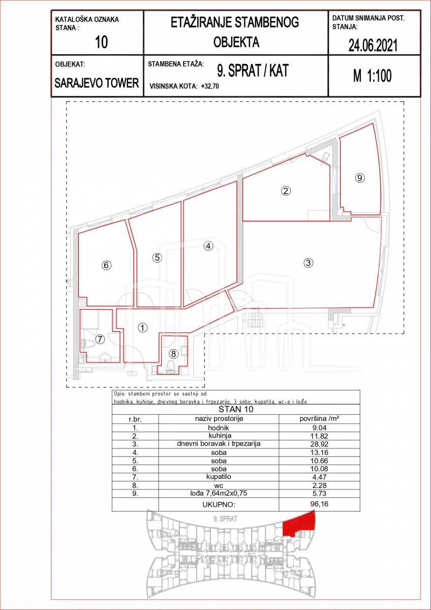 Sarajevo Tower četverosoban stan 96.16m² prodaja