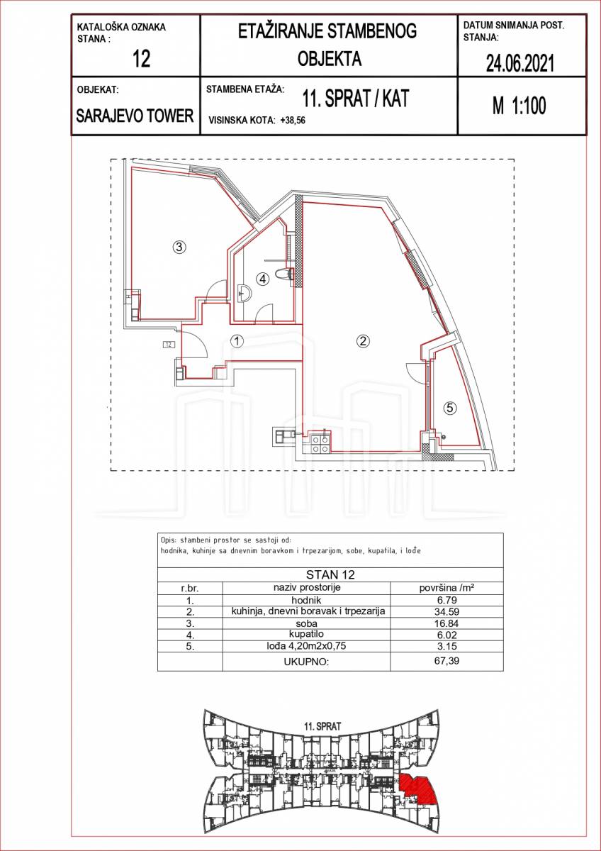 Dvosoban stan Sarajevo Tower 67.39m² prodaja