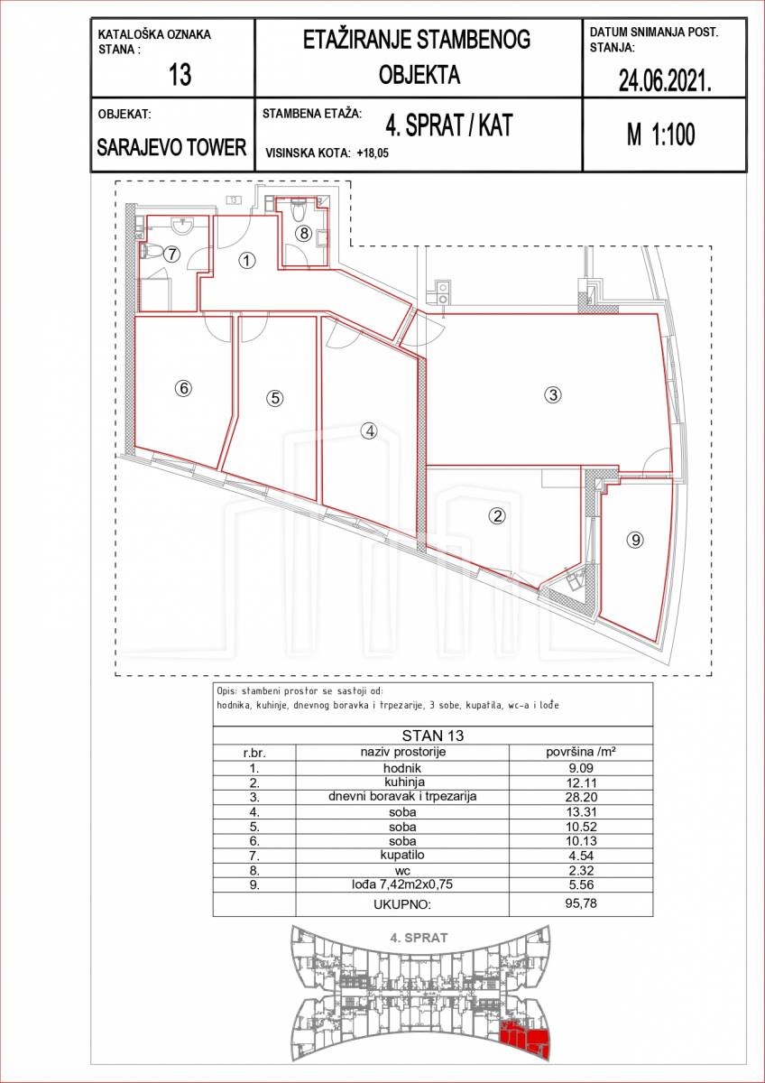 Četverosoban stan 95.78m² prodaja Sarajevo Tower