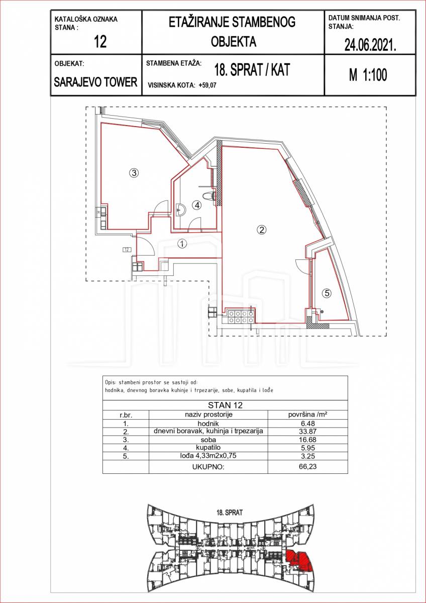 Dvosoban stan Sarajevo Tower 66.23m² prodaja