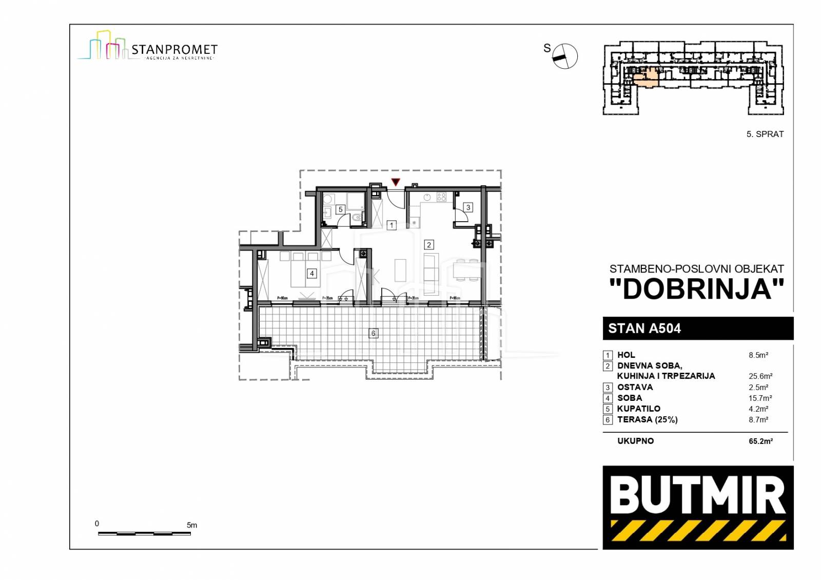 Dvosoban stan s terasom Dobrinja novogradnja