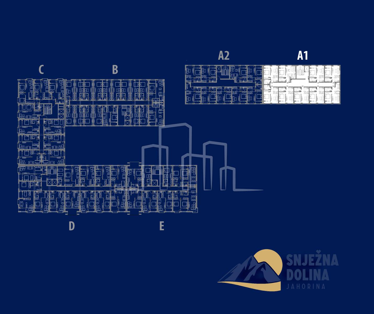 Apartman dvosoban od 35,29m² pogled staza u izgradnji Snježna dolina Faza 2 Jahorina Lamela A1 i A2