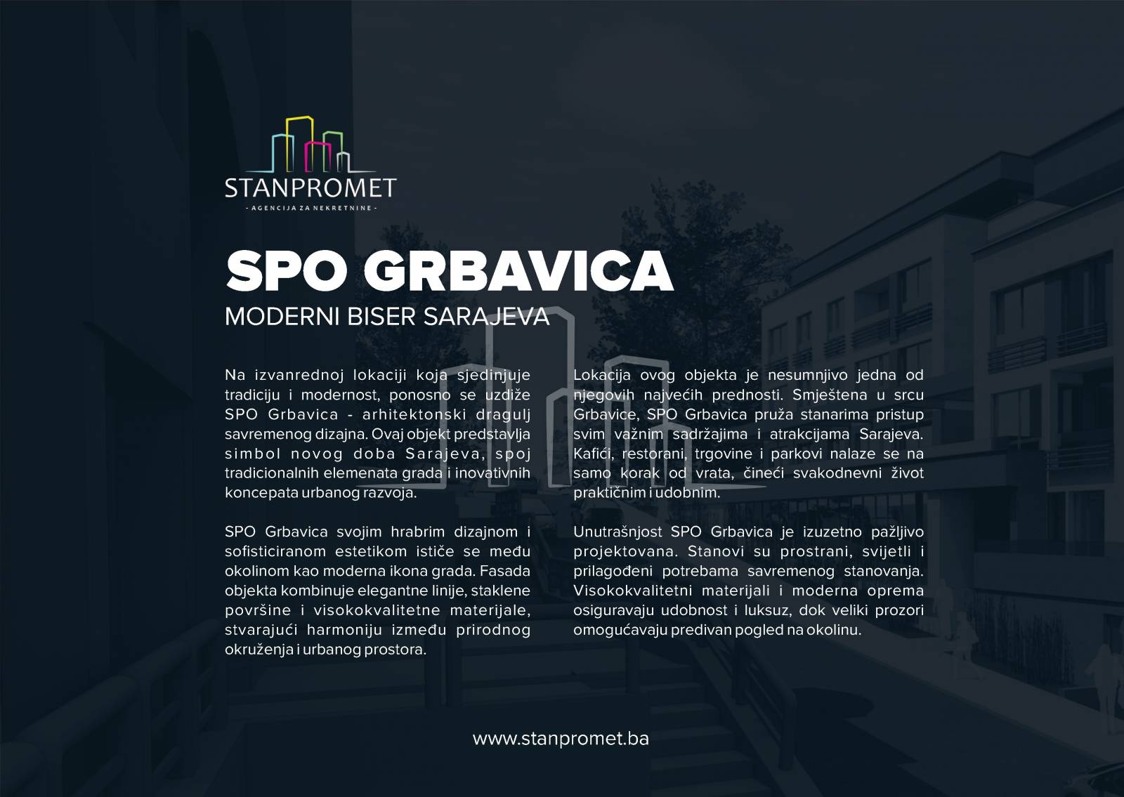 Stan dvosoban sa balkonom 52m² pogled prema Grbavici prodaja NOVOGRADNJA Grbavica u izgradnji