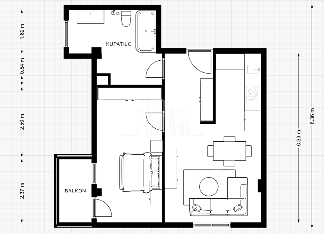 Novogradnja dvosoban stan dvostrane orijentacije  43.90m² Kotor Varoš