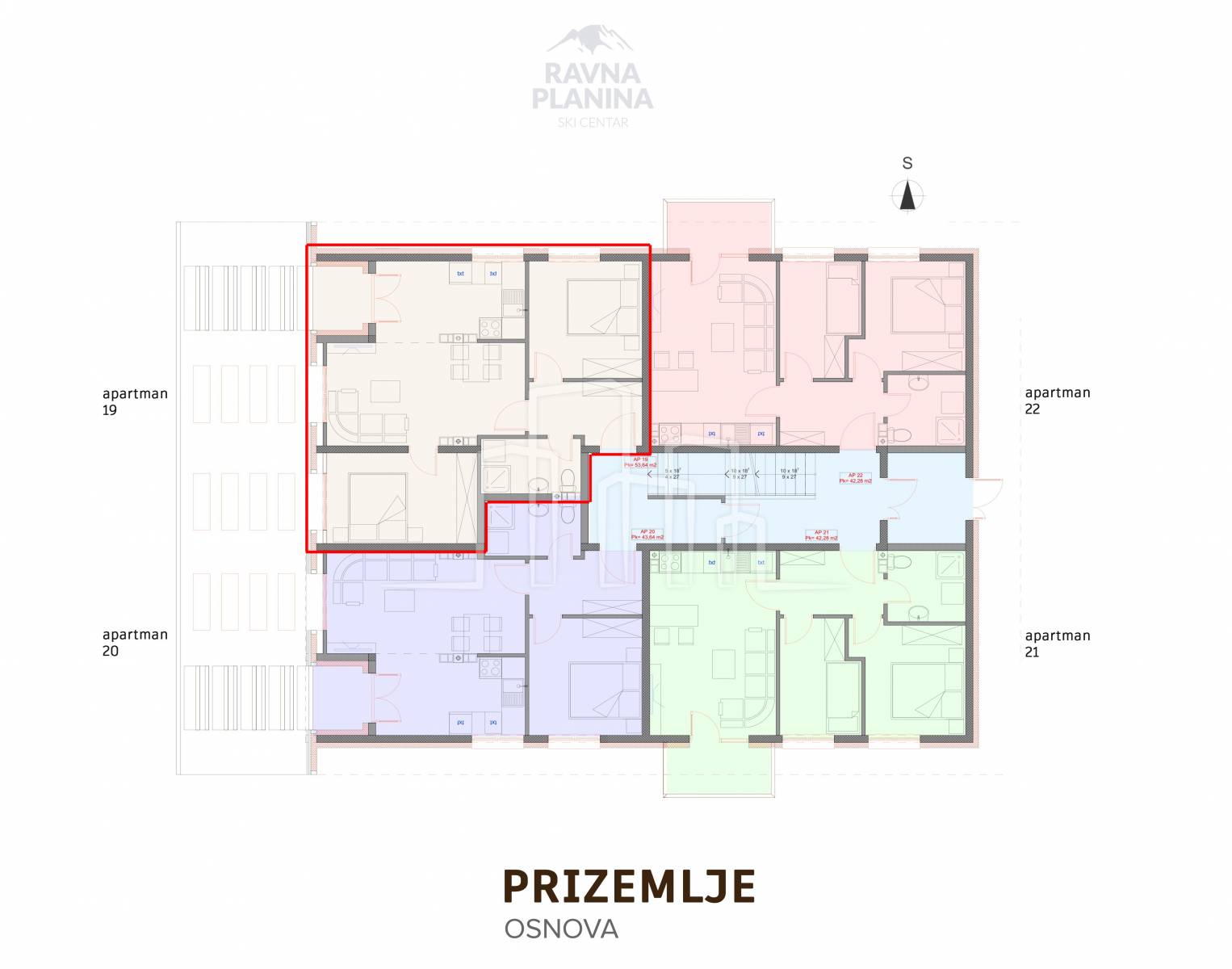 Apartman komforan dvije spavaće od 53,64m² izgradnji Ski Centar Ravna Planina