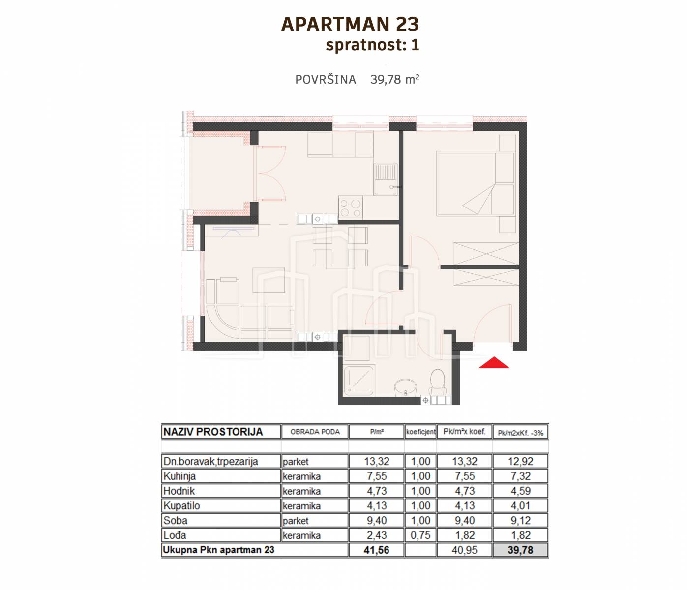 Apartman jedna spavaća komforan 39.78m² u izgradnji Ski Centar Ravna Planina