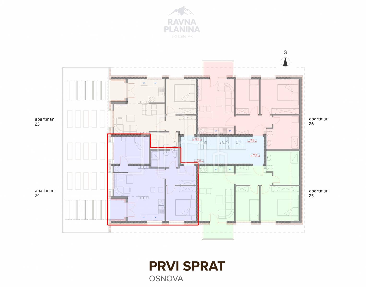 Apartman dvije spavaće 48m² u izgradnji Ski Centar Ravna Planina