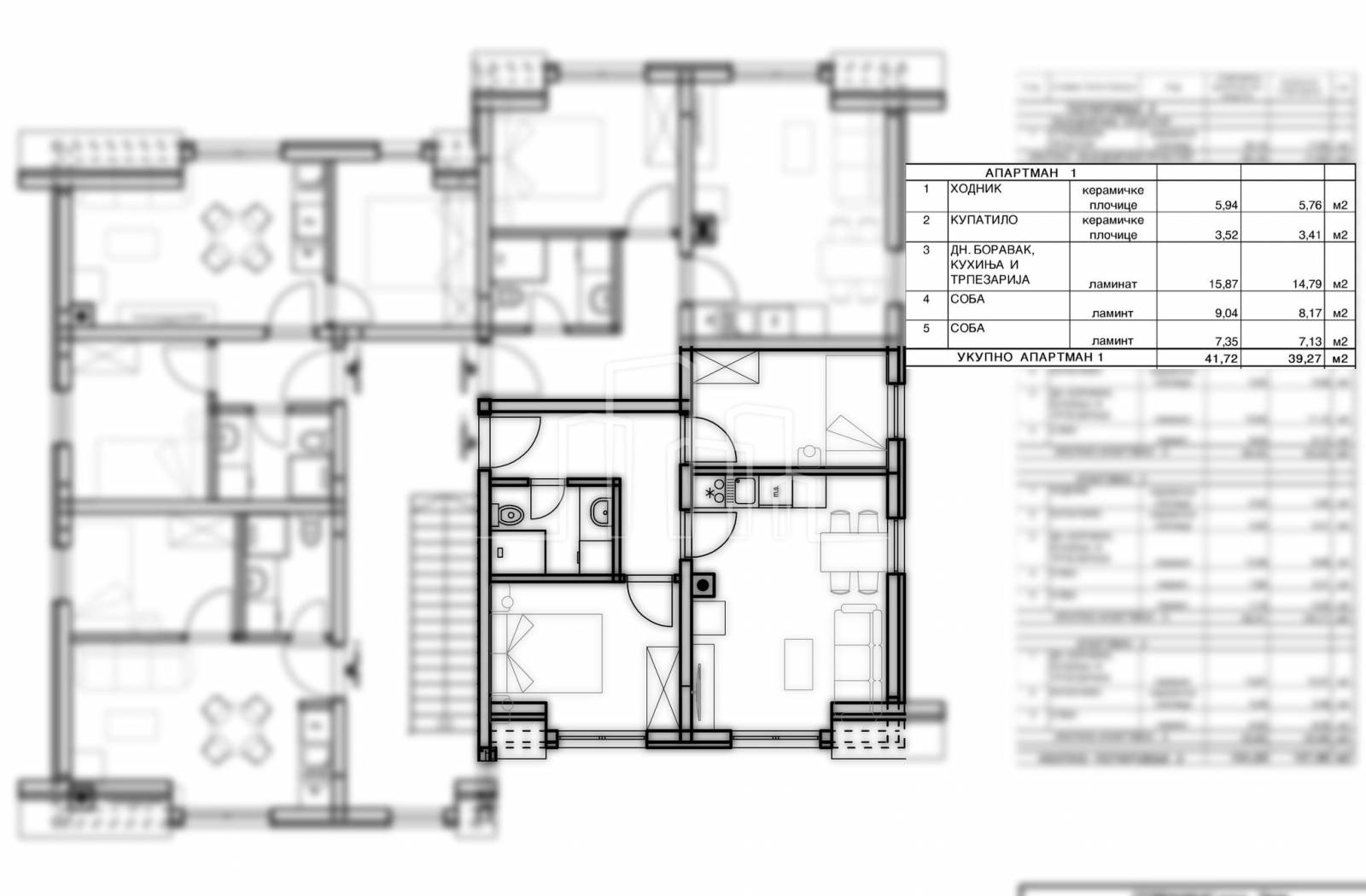 Trosoban apartman 39.27m² Jahorina Dvorišta novogradnja